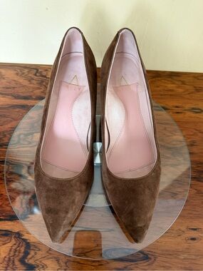 Ally Moxie Mocha Suede Lower Block Heel - $335.00